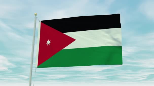 Animation Boucle Sans Couture Drapeau Jordanie Sur Fond Ciel Bleu — Video