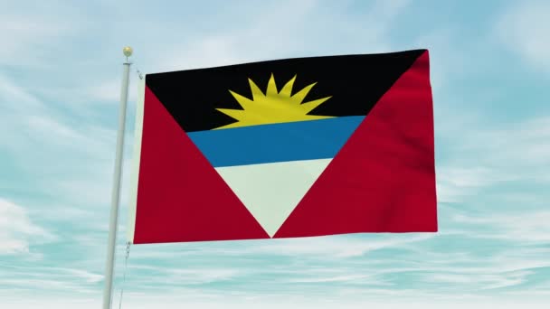 Zökkenőmentes Ciklus Animáció Antigua Barbuda Zászló Kék Háttér — Stock videók