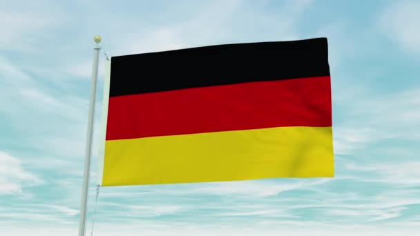 Bezproblemowa Animacja Flagi Niemiec Tle Błękitnego Nieba — Wideo stockowe