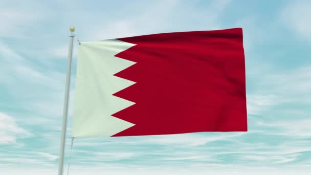 Zökkenőmentes Hurkos Animáció Bahreini Zászló Kék Háttér — Stock videók