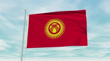 Kırgızistan bayrağının mavi arka plandaki kusursuz döngü animasyonu. Tarihi bayrak