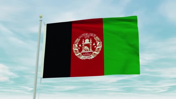 Animación Lazo Sin Costuras Bandera Afganistán Sobre Fondo Azul Del — Vídeos de Stock