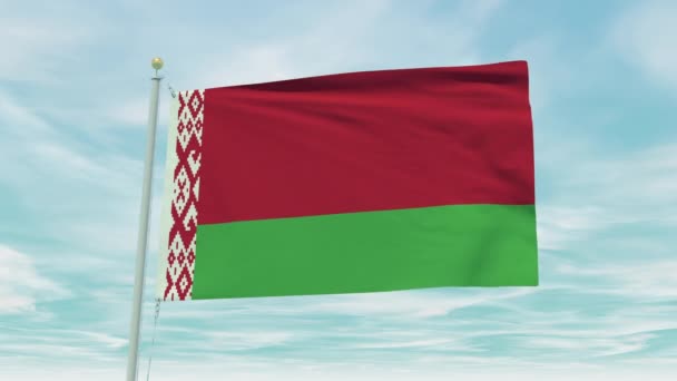 Animación Sin Fisuras Bandera Bielorrusia Sobre Fondo Cielo Azul — Vídeo de stock