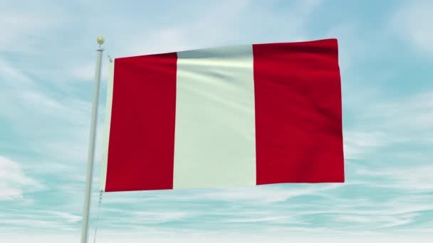Animación Lazo Sin Costuras Bandera Del Perú Sobre Fondo Cielo — Vídeo de stock