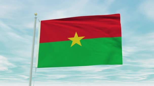 Bezproblemowa Animacja Flagi Burkina Faso Tle Błękitnego Nieba — Wideo stockowe