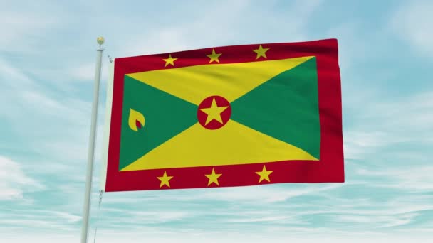Animazione Loop Senza Soluzione Continuità Della Bandiera Grenada Sfondo Cielo — Video Stock
