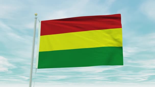 青い空を背景にボリビア国旗のシームレスなループアニメーション — ストック動画