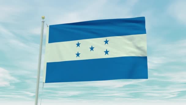 Animación Sin Costuras Bandera Honduras Sobre Fondo Cielo Azul — Vídeo de stock