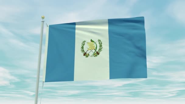 Bezproblémová Smyčka Animace Guatemalské Vlajky Pozadí Modré Oblohy — Stock video