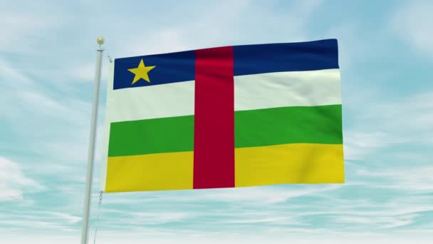 Mavi Gökyüzü Arka Planında Orta Afrika Cumhuriyeti Bayrağının Kusursuz Döngü — Stok video