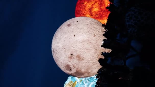 Rotación Modelos Los Planetas Sol Marte Tierra Luna Día Noche — Vídeo de stock