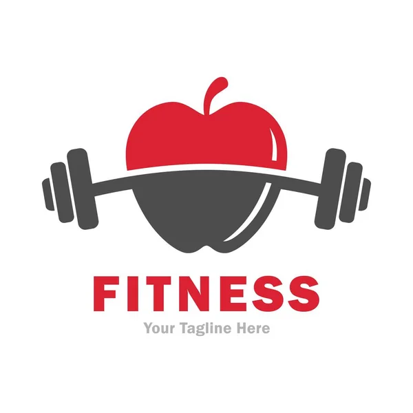 Barbell Apple Fitness Apple Vector Logo Design Suitable Business Health — Vettoriale Stock