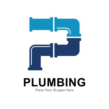 letter P with plumbing pipe logo vector design sticker. Suitable for pipe service, drainage, sanitation home, and maintenance service company