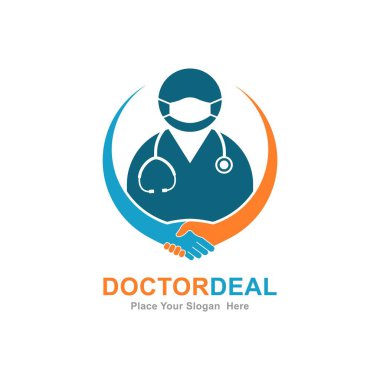 Doktor anlaşma vektör logosu ICON. El sıkışma sembolü, onay, müzakere veya iş için uygun