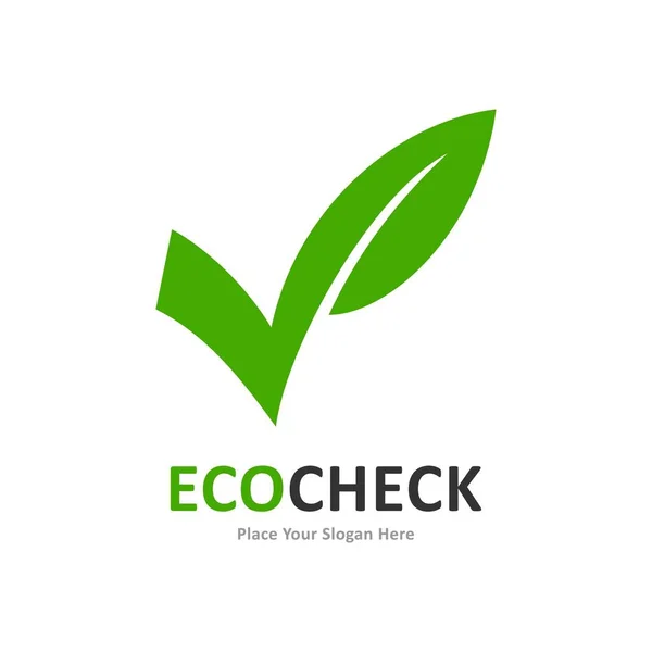 Eco Check Vector Logo Icoon Geschikt Voor Bedrijf Natuur Symbool — Stockvector