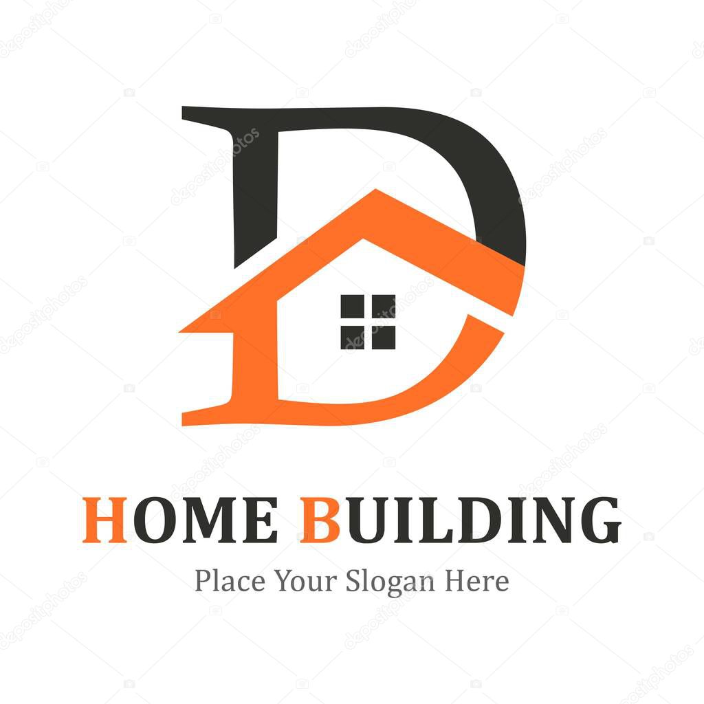 Letter D abstract with house vector logo icon. Suitable for business, web design and architecture