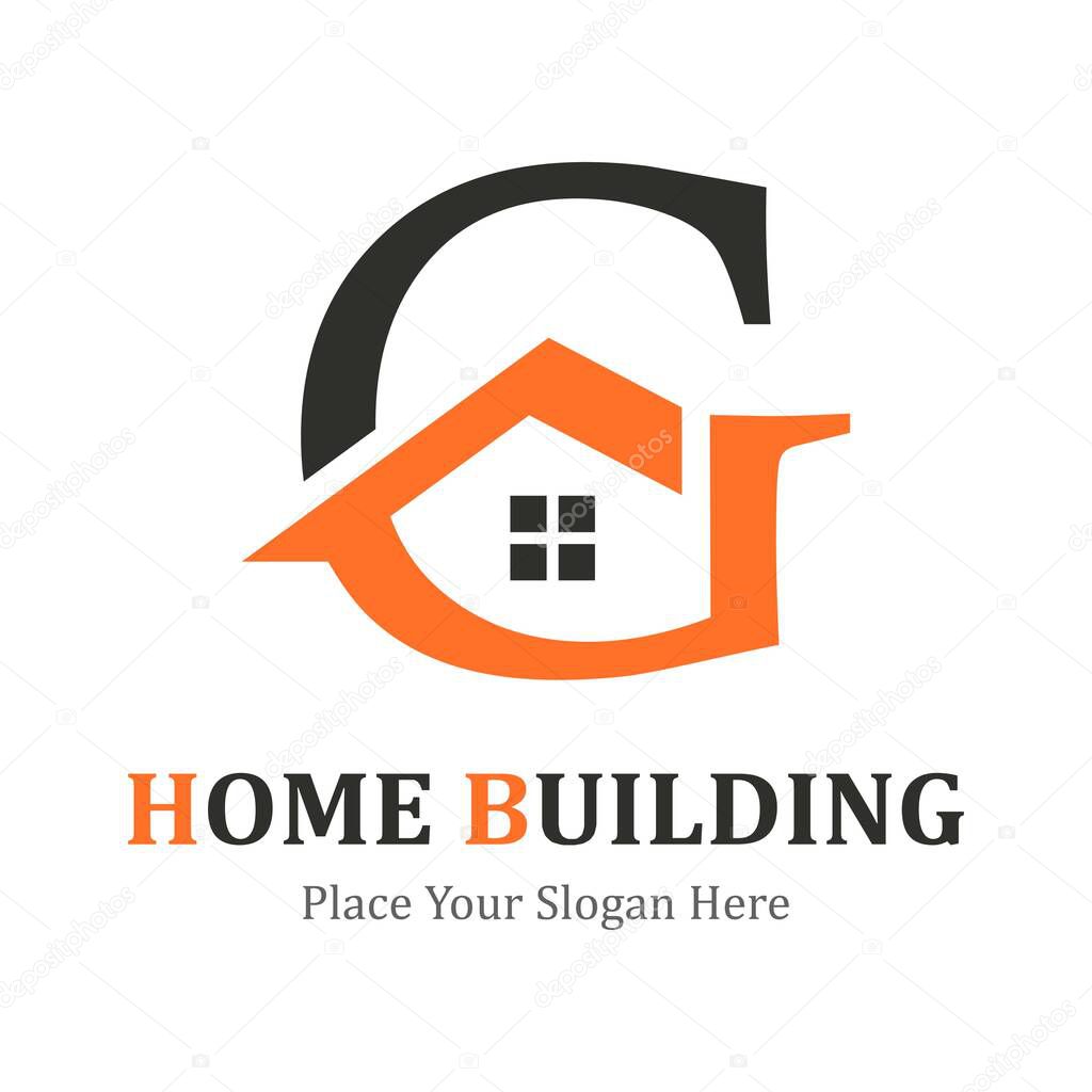 Letter G abstract with house vector logo icon. Suitable for business, web design and architecture