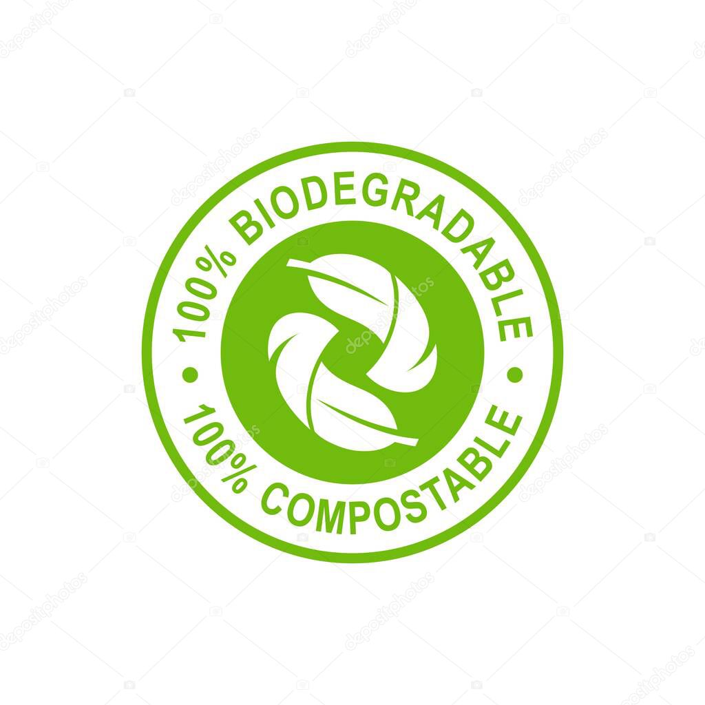 Biodegradable and compostable logo icon. Suitable for nature, business, nature symbol and product label