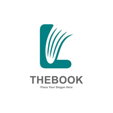 Kitap veya kağıt logo vektör simgesi içeren soyut harf L. İş, İnternet, eğitim, çevrimiçi mağaza ve kimlik sembolü için elverişli