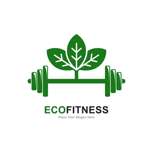 Eco Fitness Barbell Διάνυσμα Εικονίδιο Λογότυπο Κατάλληλο Για Business Green — Διανυσματικό Αρχείο