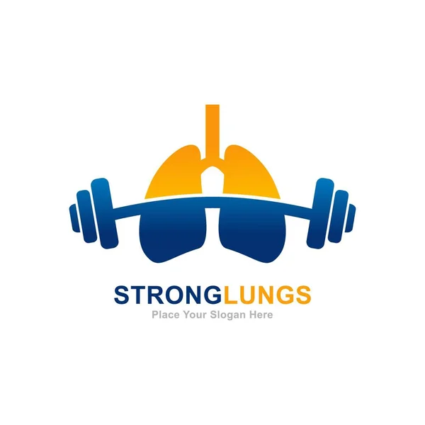 Strong Lungs Barbell Vector Logo Icon Suitable Health Fitness Symbol — Stock Vector