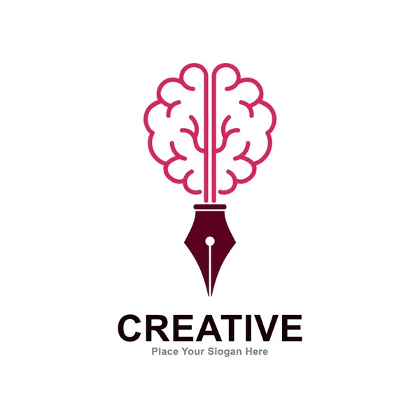 Logo Van Hersenpen Vector Geschikt Voor Bedrijf Web Kunst Onderwijs — Stockvector