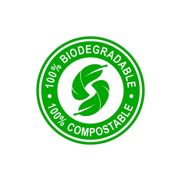 Icono Logotipo Insignia 100 Biodegradable 100 Compostable Adecuado Para Negocios — Vector de stock