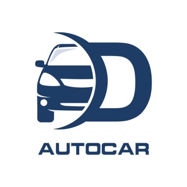 D harfi araba vektör logosu simgesiyle soyut. Olay, tanıtım, logo, afiş, monogram, poster, marka ve kimlik yazı tipleri.