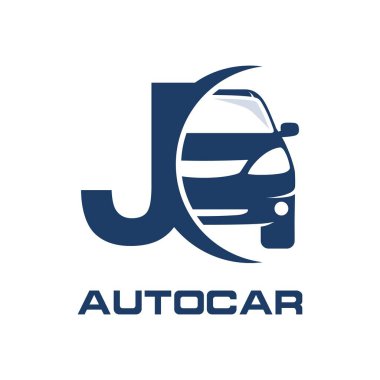 J harfi araba vektör logosu simgesiyle soyut. Olay, tanıtım, logo, afiş, monogram, poster, marka ve kimlik yazı tipleri.