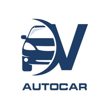 Araç vektör logosu simgesi içeren v harfi. Olay, tanıtım, logo, afiş, monogram, poster, marka ve kimlik yazı tipleri.
