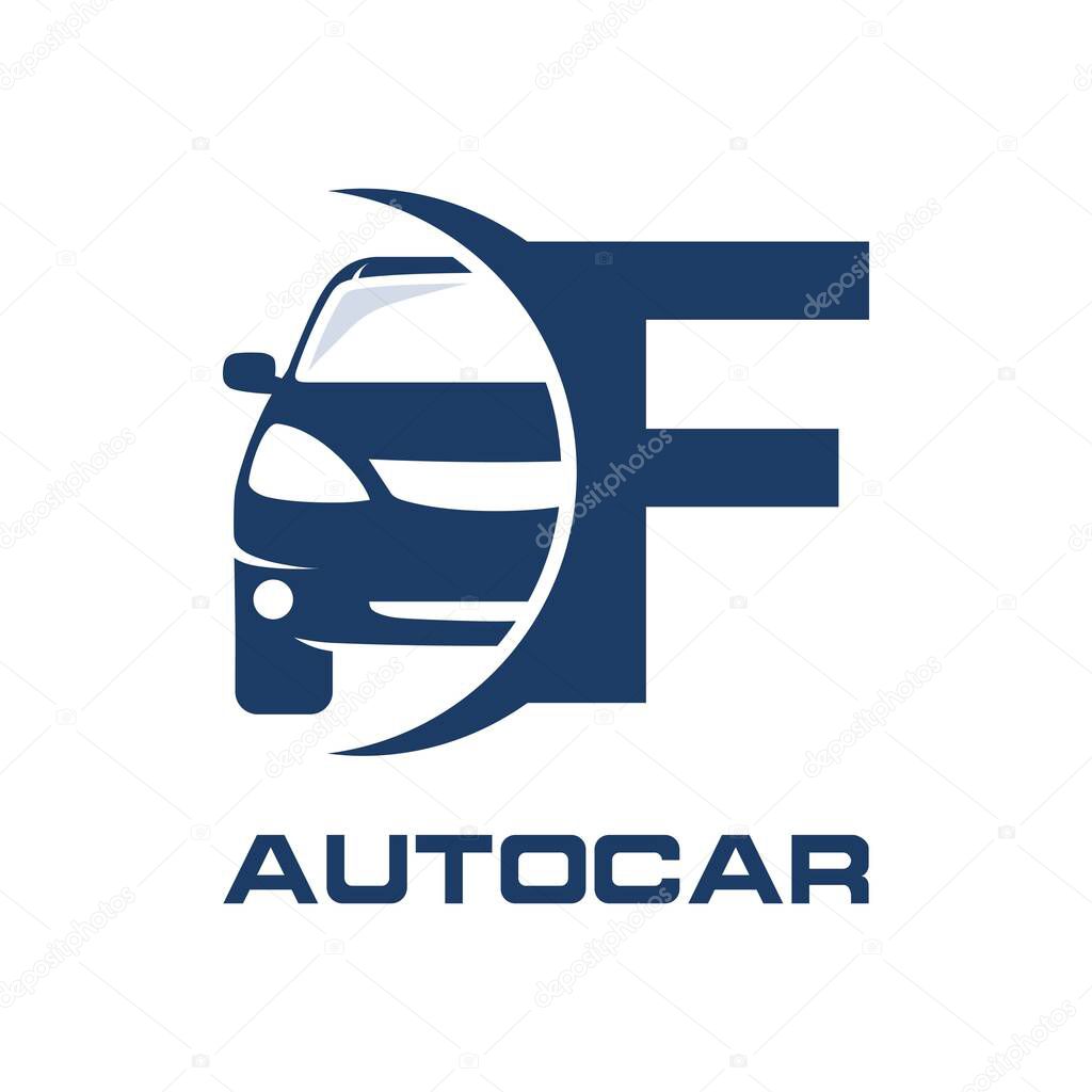 Letter F abstract with car vector logo icon. Fonts for event, promo, logo, banner, monogram, poster, branding and identity.