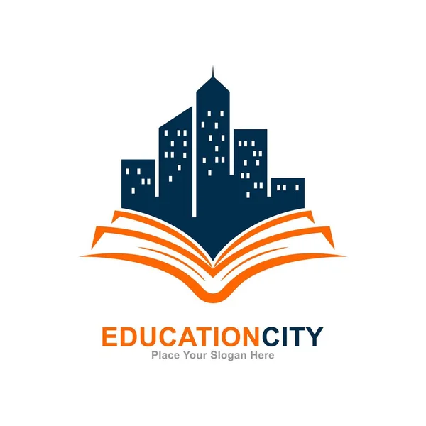 Bildungsstadt Mit Buch Logo Vektor Symbol Geeignet Für Unternehmen Bildung — Stockvektor