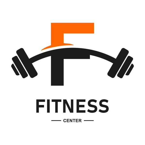 Lettera Fitness Con Icona Vettoriale Logo Bilanciere Adatto Affari Web — Vettoriale Stock