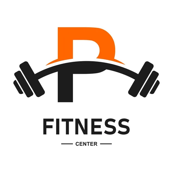 Fitness Buchstabe Mit Langhantel Logo Vektor Symbol Geeignet Für Business — Stockvektor