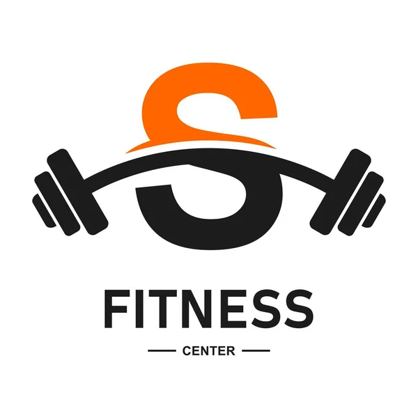 Fitness Buchstabe Mit Langhantel Logo Vektor Symbol Geeignet Für Business — Stockvektor