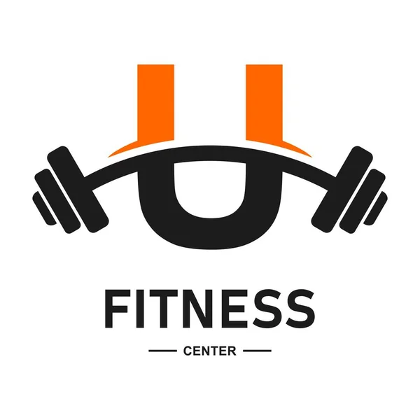 Lettera Fitness Con Icona Vettoriale Logo Bilanciere Adatto Affari Web — Vettoriale Stock