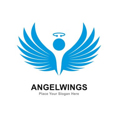 Melek kanatları vektör logosu işareti. Ticarete, ağa, sanata ve modern kanat tasarımına uygundur.