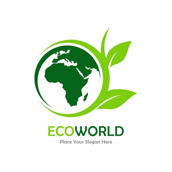Eco Leaf World Vector Logo Icon 환경에 적합하다 — 스톡 벡터