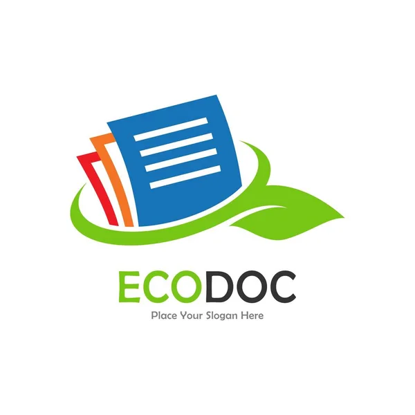 Hoja Documento Papel Eco Logotipo Vector Ticon — Vector de stock