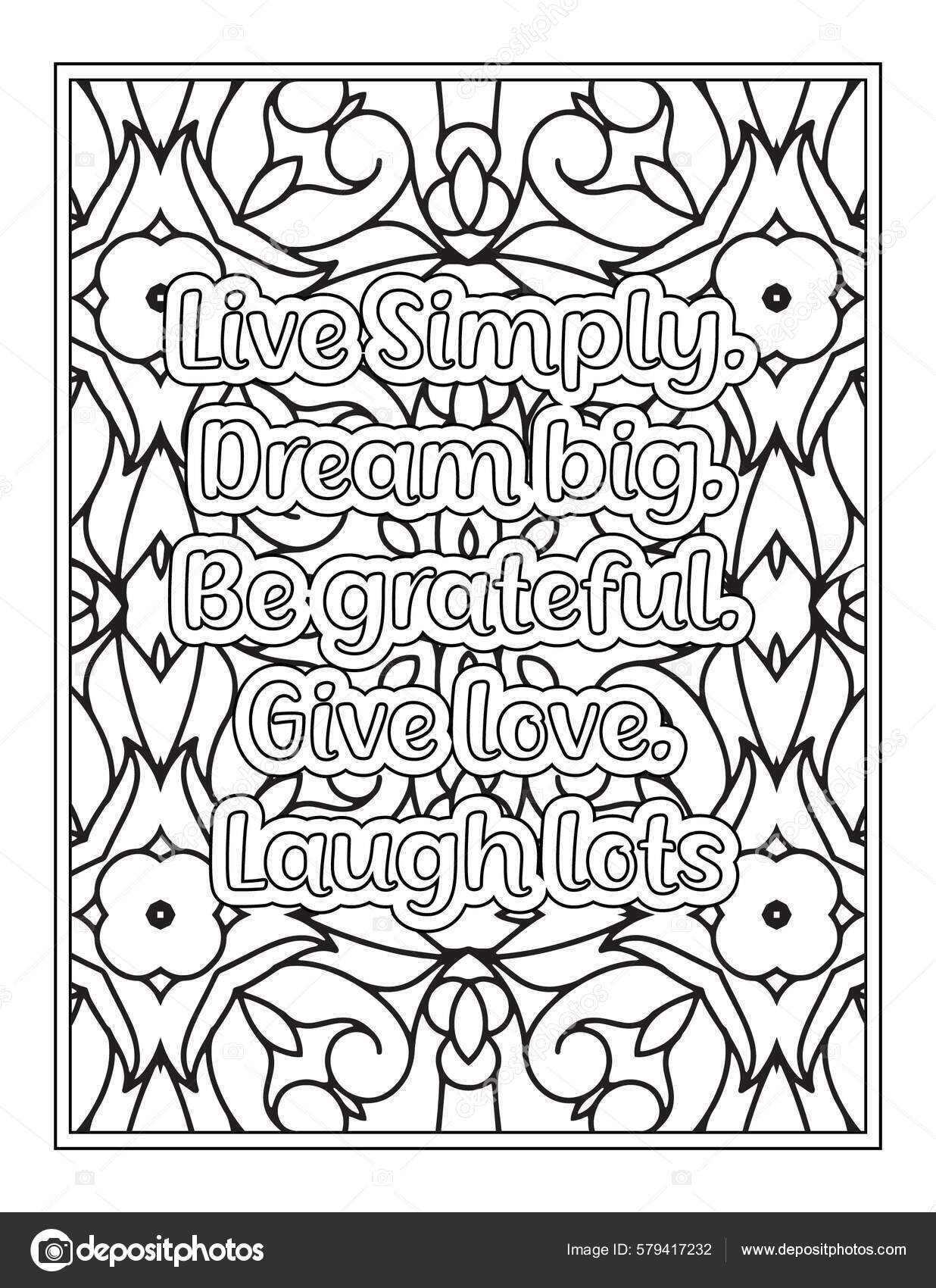Gratitude Quotes Coloring Page Kdp Coloring Page Stock Vector by ...