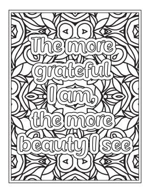 Gratitude Quotes Coloring Page For KDP Coloring Page clipart