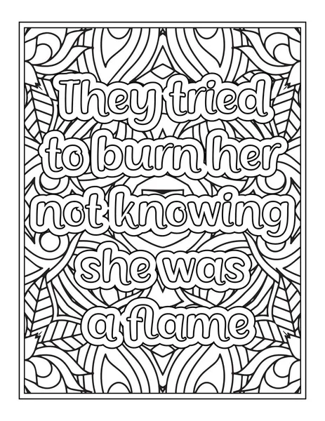 Strong Women Quotes Coloring Page Kdp Interior — Stock Vector