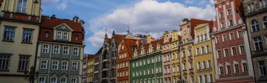 Buildings on Market Square in  Wroclaw, banner  clipart