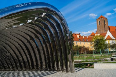 WROCLAW, POLAND - APRIL 18, 2022: Futuristic Nawa arch on street clipart