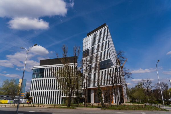 Modern building on urban street in Wroclaw