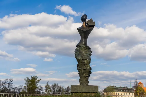 Wroclaw Poland April 2022 Bronze Monument Victims Flood Urban Street — Stock Photo, Image