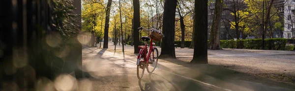 Bicycle on urban street in Wroclaw, banner — Stock Photo