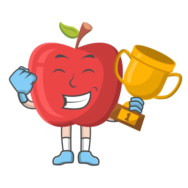 Mascotte Dessin Animé Pomme Rouge Tenant Trophée Character Design — Photo
