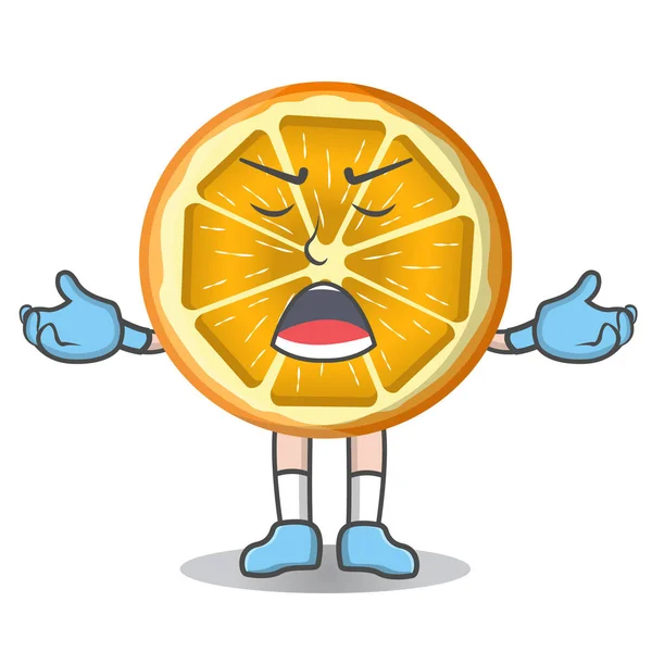 Orange Character Angry Emotions Grumpy Face Furious Eyes Arms Legs — Stock vektor