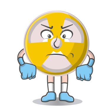 Panç tasarımı karakteri ve beyaz tahta üzerinde tasarım vektörü çizimi olan radyoaktif sevimli kızgınlık